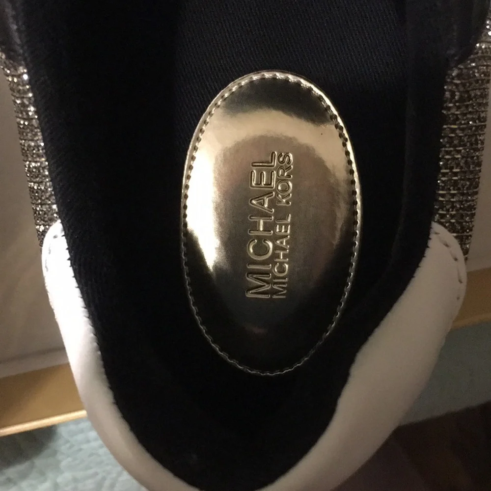 Michael Kors Gold and Black Monroe Trainers - Picture 8 of 10